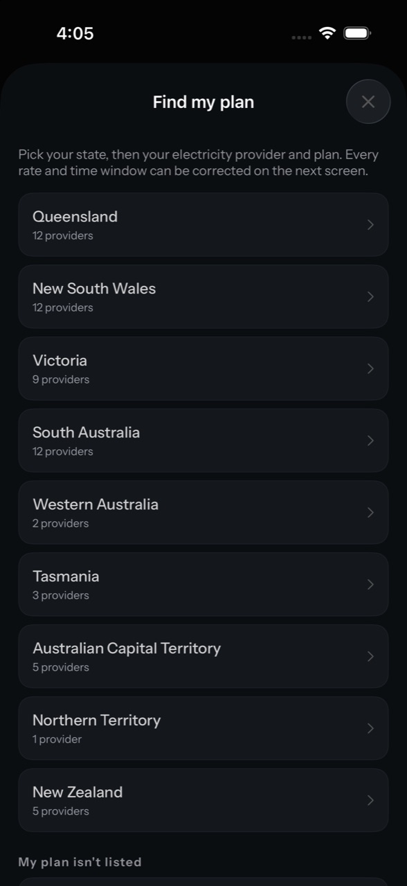 Electricity plan picker